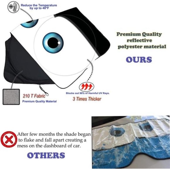 Windshield Sun Shade, Car Sun Shade for Front Window Funny Car Eyes Sunshades - Picture 3 of 6